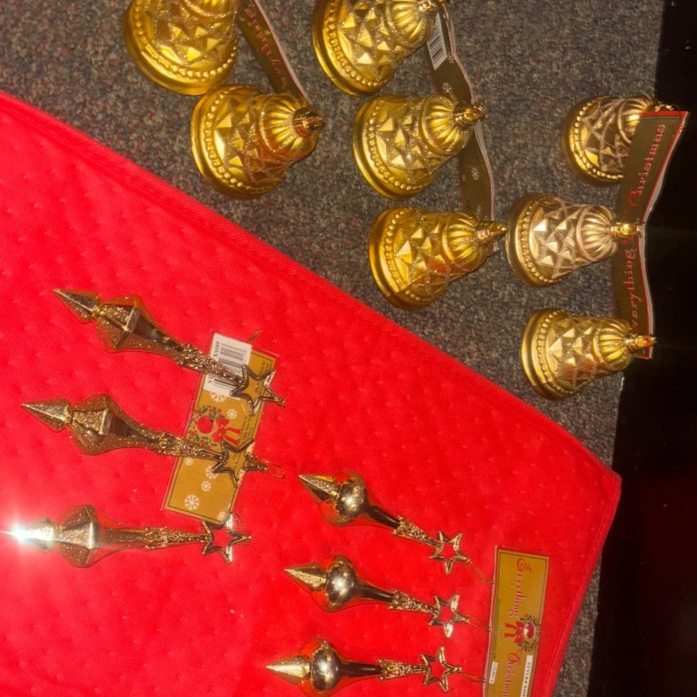 Gold and Red Christmas Ornaments Set - Picture 2 of 10